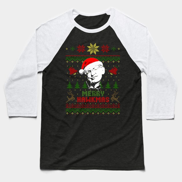 Stephen Hawking Merry Hawkmas Baseball T-Shirt by Nerd_art